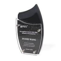 Trophée personnalisé haut de gamme en acrylique noir, plaque d'hommage en verre cristal et acrylique pour entreprise, avec vis en métal