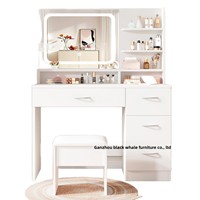 Table de toilette en bois moderne et minimaliste, exclusive transfrontalière, avec panneau de rangement LED éclairé, pour petit appartement