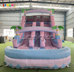 Toboggan aquatique gonflable à double piste, château gonflable à prix réduit - Product Image 1