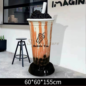 Hiện Đại Sợi Thủy Tinh Điêu Khắc Ngoài Trời Lớn Nhựa Khổng Lồ Trà Sữa Bong Bóng Boba <span class=keywords><strong>Cup</strong></span> Bức Tượng Nghệ Thuật Khuôn Tùy Chỉnh Cốc Cà Phê Trang Trí Nội Thất Đồ Trang Trí - Product Image 5
