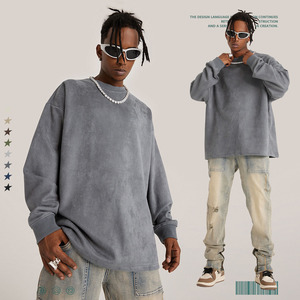 <span class=keywords><strong>Stuart</strong></span> 2023 New Suede 360gsm Casual Warmth camiseta en blanco de gran tamaño suelta hombres y mujeres Camiseta de manga larga - Product Image 1