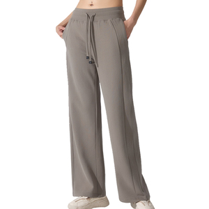 Pantaloni Sportivi Casual da Donna a Vita Alta, Imbottiti e Caldi, Gamba Larga Dritta, per <span class=keywords><strong>Fitness</strong></span> e Corsa, con <span class=keywords><strong>Elastico</strong></span> in Vita - Product Image 1