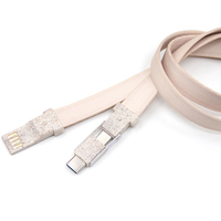 Cordon de câble de chargement USB biodégradables, en paille de blé écologique, 100 pièces, pour iPhone, Android, Micro USB et dispositif Mobile USB C