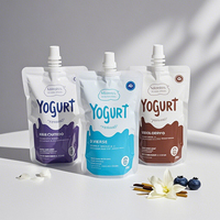 Aangepaste Stand-Up Navulbare Doypack Tuit Vloeibare Fruit Yoghurt Verpakking Pla Biologisch Afbreekbaar Herbruikbare Babyvoeding Tuit Yoghurt Zakje
