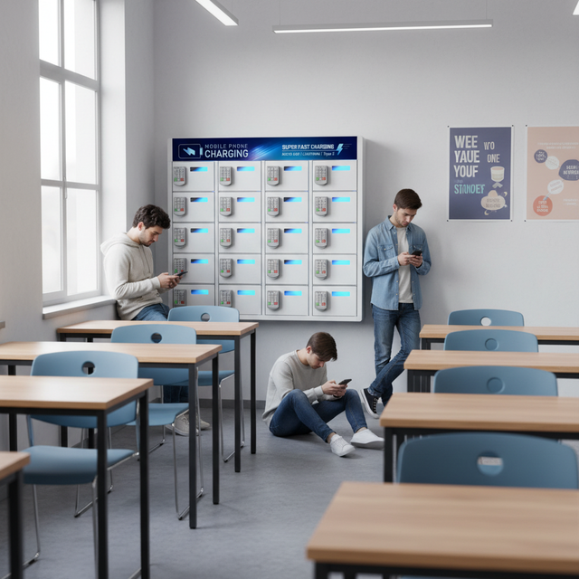 Secure 20-slot Keypad Charging Cabinet Durable Classic Wall-mounted Phone Charger Locker for Library or Exam Room PL-KP20-Y2