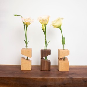 Vase hydroponique en bois massif, pot à tubes à essai, décoration de bureau minimaliste, récipient à fleurs en matériau naturel - Product Image 2