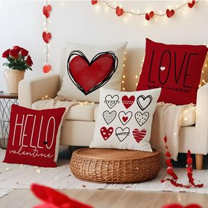 Valentine's Day Love Pillow TEMU New Red Couple Pillow Cover Linen Printed <strong>Letter</strong> Pillow Sofa <strong>Cushion</strong> - Product Image 1