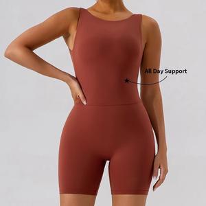 Ensemble de sport personnalisé pour la salle de sport, short en nylon uni décontracté, combinaisons de sport sans manches pour l'été, combinaisons de sport athlétiques - Product Image 4