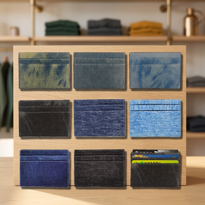 WRIZA Denim Customizable Multi Function <b>Credit</b> Business <b>Card</b> Holder <b>Wallet</b> Premium RFID Blocking Slim 4 Inch 30mm Thick No - Product Image 2