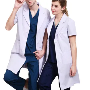 Yüksek kaliteli beyaz laboratuvar mont kısa kollu OEM doktor genel tıbbi schospital hastane hemşirelik personeli için hemşirelik üniformaları