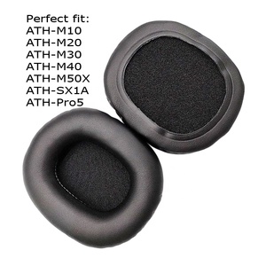 Almohadillas para los oídos <span class=keywords><strong>ATH</strong></span> M10 M20 M30 M35 M40 M45 <span class=keywords><strong>M50</strong></span> Pro5, almohadillas ovaladas con reducción de ruido, Funda de cuero PU, almohadillas de espuma de repuesto para los oídos - Product Image 1