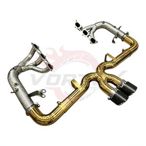 Échappement de course Vortex Gold Titanium pour Porsche 911 992 GT3 4.0 2022-2025 avec collecteurs thermiquement protégés et doubles embouts en carbone - Product Image 2