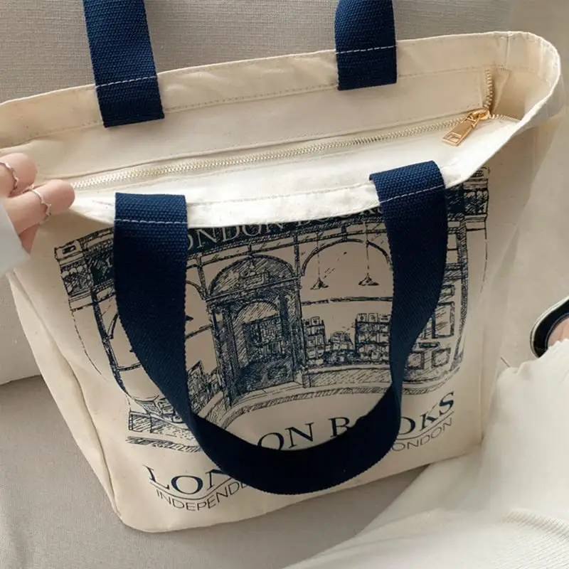 Travel Tote For Women Girls Shopping Canvas Bag Ladies Tote Canvas Bag With Pocket And Zipper