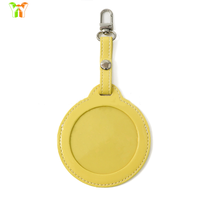 Porte-badge en cuir PU, organisateur de rangement peu encombrant, étui de rangement mignon et rond pour épingles de collection