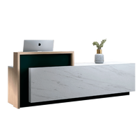 Bureau d'accueil en cuir pour hôtel, bureau, magasin de vêtements - Mobilier de bureau commercial avec passe-câbles intégré