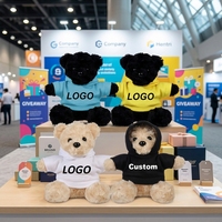 Nouvelle conception d'ours en peluche doux et rembourré avec capuche, logo personnalisé, ours en peluche avec capuche, jouets en peluche ours noir