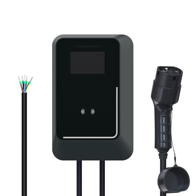 TPSON New 7kW/11kW/22kW 16A/32A IP65 Type 2/GB-T Wallbox EV Charging Station APP/Card Swipe CE Certified 4.3 Inch Screen Black