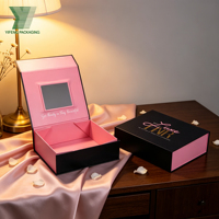 Caja de Regalo de Lujo con Cierre Magnético para Cosméticos, con Papel Brillante Personalizado, Caja de Almacenamiento Plegable para Pelucas, con Espejo