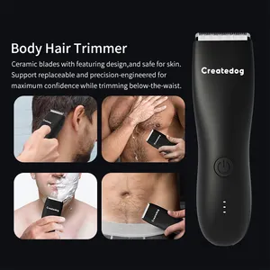 Createdog kişisel akülü su geçirmez kasık saç düzeltici güvenlik elektrik erkek vücut saç düzeltici kesim tıraş makinesi