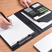 Porte-documents professionnel de luxe en cuir PU A4 avec calculatrice, logo personnalisé, organiseur de documents exécutif pour le bureau