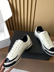 Luxury Designer Shoes Round Toe Color <b>Blocked</b> Lace up Women's Sports Shoes Casual Leather Fashionable and Comfortable Flat Shoes - Product Image 3