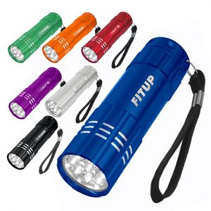 Lampe torche personnalisée avec logo, 9 LED, en aluminium noir - Product Image 6