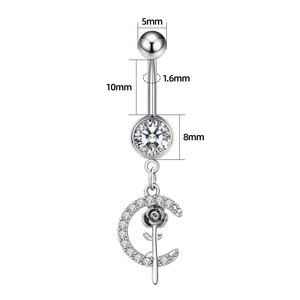 Thép Bên Ngoài Threaded Tinh Thể Bụng Nút Vòng 14G Bụng Nút Mặt Dây Chuyền Stud Piercing - Product Image 5