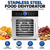 RVS Voedseldehydrator met digitale touchscreen-bediening voor het drogen van fruit, vlees, groenten en huisdierensnacks