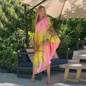 Nuovo <span class=keywords><strong>Abito</strong></span> Vintage 2025 <span class=keywords><strong>con</strong></span> Collo alla Coreana, Vita Impero, Antistatico, <span class=keywords><strong>Monospalla</strong></span>, Stampa Floreale Irregolare, <span class=keywords><strong>Lungo</strong></span> <span class=keywords><strong>con</strong></span> <span class=keywords><strong>Spacco</strong></span> - Product Image 2