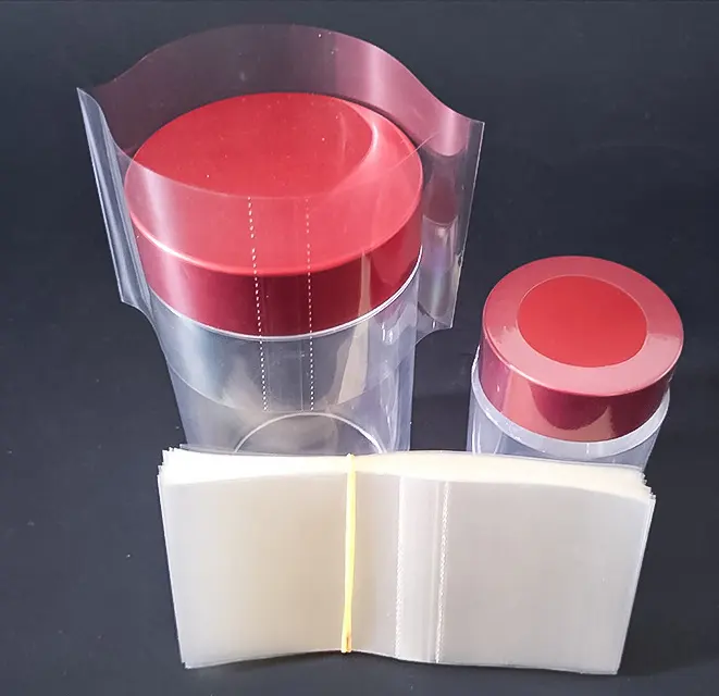 Plastic POF PVC pet heat shrink band clear shrink wrap film sleeve for bottle