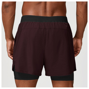 Men's Running Shorts Double <b>Layer</b> Quick Dry With Zipper <b>Mid</b> Waist Outdoor Tennis Casual Wear - Product Image 3