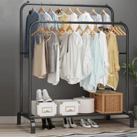 Porte-vêtements métallique double tringle grande capacité, mobile, avec étagères de rangement, écologique et multifonctionnel pour armoire et chambre