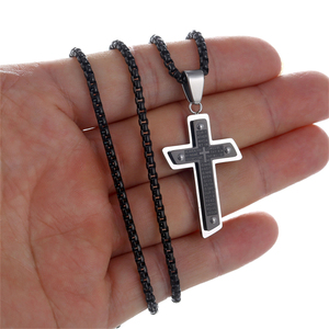 Collares <span class=keywords><strong>de</strong></span> Joyería Fina <span class=keywords><strong>de</strong></span> Moda para Hombre con Colgantes <span class=keywords><strong>de</strong></span> Acero Inoxidable PVD con Versículo Bíblico <span class=keywords><strong>de</strong></span> la Oración del Padre Nuestro y Cruz Religiosa - Product Image 5