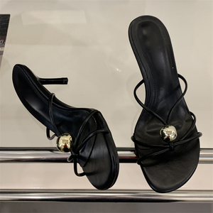 2025 Summer <b>Open</b> <b>Toe</b> High <b>Heels</b> European American Fashion Temperament Stiletto Sexy Outdoor Ladies Slippers - Product Image 1