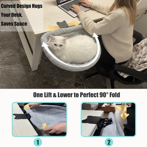 Soporte Giratorio para Escritorio para Gatos, Hamaca Cómoda para Gatos con Cubierta Extraíble, Cama Plegable para Gatos, Ideal para Trabajadores Remotos - Product Image 4