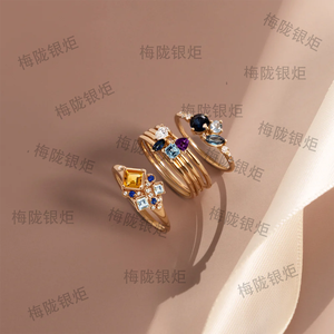 Anillo Triple de Plata de Ley 925 con Corte Princesa Cuadrado y Esmeralda, Joyería Delicada para Mujer, LOZRUNVE - Product Image 5