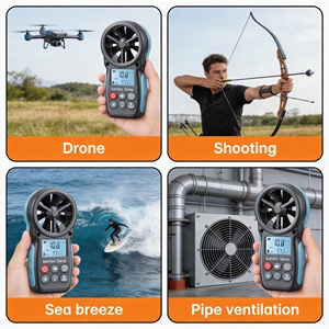 Anémomètre numérique et mesureur de débit d'air avec écran LCD et indicateur de sensation de froid pour la surveillance domestique, le CVC et les drones - Vente en gros - Product Image 3
