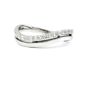 Charmant Design Inspiré Simple À La Mode Fine Bijoux 14k Solide Or Blanc Réel Diamant Courbe Forme Anneaux De Mariage Pour Les Femmes - Product Image 1