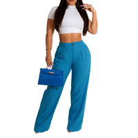 Pantalon Long d'Été XXL en Coton Lin pour Femme, Couleur Unie, Coupe Large, Taille Haute et Style Décontracté