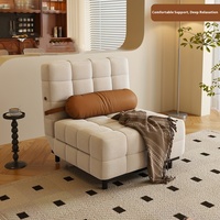 Französisches Creme-Modernes Modulares Multifunktionales Klappbett, Dual-Use Einsitziges Ecksofa mit Eisenrahmen und Edelstahl für Kleine Wohnräume