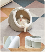 Lit pour chat semi-fermé, tendance sur internet, pour toutes les saisons, lavable et chaud pour l'hiver