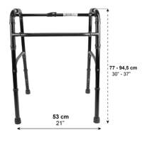 Andador para Adultos PEPE Sin Ruedas (Negro) de Aluminio con Agarres Acolchados, Altura Ajustable y Plegable, para Personas Mayores, 2.5 kg, P10012