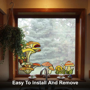 Autocollants décoratifs pour fenêtres en forme de champignons intéressants, autocollants statiques, film décoratif pour verre pour appartement - Product Image 4