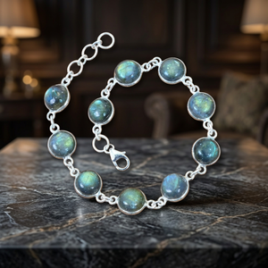 925 <b>Sterling</b> <b>Silver</b> Natural Crystal Ball-Shaped Bezel Setting Unisex Elegant Crystal <b>Bracelet</b> & <b>Bangles</b> - Product Image 4