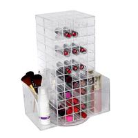120 Fächer Acryl-Drehständer für Lippenstifte und Make-up-Pinsel, 360° drehbarer Kosmetik-Organizer für die Arbeitsplatte