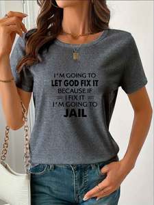 Ropa de Mujer Personalizada y Elegante de Tallas Grandes, Anti-Pilling, Estampada, para Deportes y Ocio - I'M GOING to LET GOD FIX IT - Product Image 3