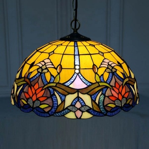 LongHuiJing Tiffany Pendant <b>Lighting</b> Fixtures Hanging Lamp Handmade Stained Glass <b>Light</b> W16 Baroque Ceiling <b>Lights</b> - Product Image 1