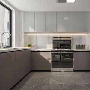 Gabinetes de Cocina de Lujo Duraderos, Modernos, de Madera, Gabinetes de Cocina Negros y Encimeras - Product Image 1