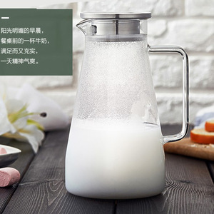 Carafe à eau en verre avec couvercle, grande capacité, pour usage domestique estival, idéale pour les fêtes - Product Image 4