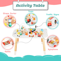Cube d'activité en bois pour bébé avec labyrinthes de perles, mini voiture jouet, engrenages et blocs, table de jeu Montessori pour les tout-petits de 1 an